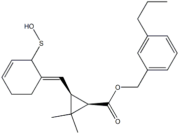 (1R,3S)-2,2-Dimethyl-3-[[(3E)-2,3,4,5-tetrahydro-2-oxothiophen]-3-ylidenemethyl]cyclopropane-1-carboxylic acid-3-propylbenzyl ester Struktur