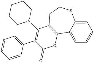 3-Phenyl-4-(piperidin-1-yl)-5,6-dihydro-2H-[1]benzothiepino[5,4-b]pyran-2-one Struktur