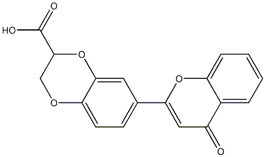 7-(4-Oxo-4H-1-benzopyran-2-yl)-2,3-dihydro-1,4-benzodioxin-2-carboxylic acid Struktur