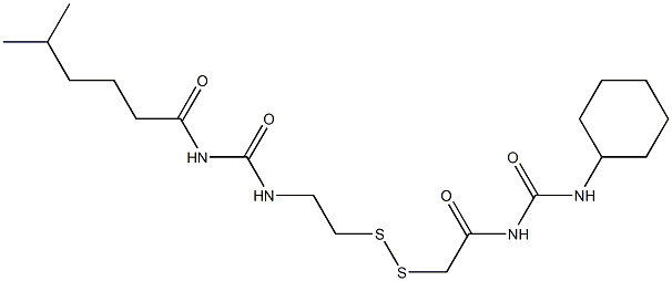 1-(5-Methylhexanoyl)-3-[2-[[(3-cyclohexylureido)carbonylmethyl]dithio]ethyl]urea Struktur