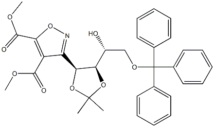 3-[(1S,2R,3R)-3-Hydroxy-1,2-(isopropylidenedioxy)-4-trityloxybutyl]isoxazole-4,5-dicarboxylic acid dimethyl ester Struktur