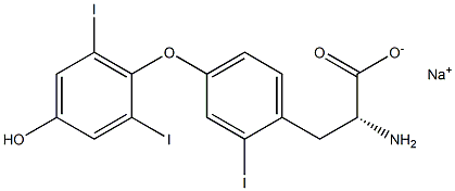 (R)-2-Amino-3-[4-(4-hydroxy-2,6-diiodophenoxy)-2-iodophenyl]propanoic acid sodium salt Struktur