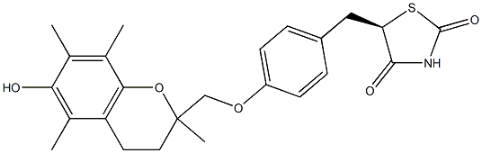 (R)-5-[4-(6-Hydroxy-2,5,7,8-tetramethylchroman-2-ylmethoxy)benzyl]thiazolidine-2,4-dione Struktur