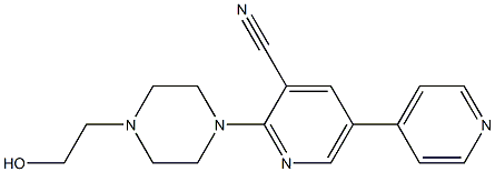 2-[4-(2-Hydroxyethyl)piperazin-1-yl]-5-(4-pyridinyl)pyridine-3-carbonitrile Struktur