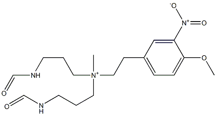 N,N-Bis[3-(formylamino)propyl]-N-methyl-4-methoxy-3-nitrobenzeneethanaminium Struktur