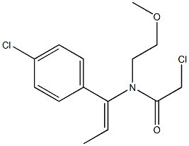 N-[1-(4-Chlorophenyl)-1-propenyl]-N-[2-methoxyethyl]-2-chloroacetamide Struktur