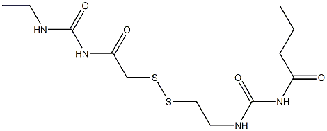 1-Butyryl-3-[2-[[(3-ethylureido)carbonylmethyl]dithio]ethyl]urea Struktur