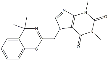 7-[(4,4-Dimethyl-4H-1,3-benzothiazin-2-yl)methyl]-3,7-dihydro-1,3-dimethyl-1H-purine-2,6-dione Struktur