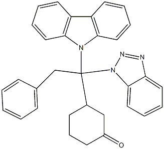 3-[2-Phenyl-1-(1H-benzotriazol-1-yl)-1-(9H-carbazol-9-yl)ethyl]cyclohexan-1-one Struktur