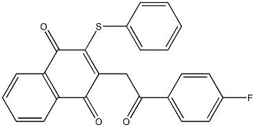 2-Phenylthio-3-[(4-fluorophenylcarbonyl)methyl]-1,4-naphthoquinone Struktur