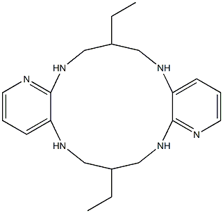 7,16-Diethyl-5,6,7,8,9,14,15,16,17,18-decahydrodipyrido[2,3-b:2',3'-i][1,4,8,11]tetraazacyclotetradecine Struktur