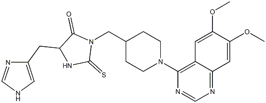 1-[[1-(6,7-Dimethoxyquinazolin-4-yl)piperidin-4-yl]methyl]-4-[(1H-imidazol-4-yl)methyl]-2-thioxoimidazolidin-5-one Struktur