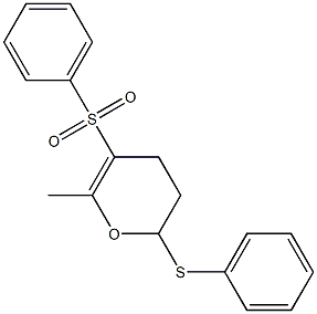 5-(Phenylsulfonyl)-3,4-dihydro-6-methyl-2-(phenylthio)-2H-pyran Struktur