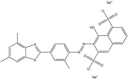 8-Hydroxy-7-[[2-methyl-4-(4,6-dimethylbenzothiazol-2-yl)phenyl]azo]-1,6-naphthalenedisulfonic acid disodium salt Struktur