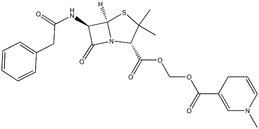 6-[(2-Phenyl-1-oxoethyl)amino]penicillanic acid (1,4-dihydro-1-methylpyridin)-3-ylcarbonyloxymethyl ester Struktur