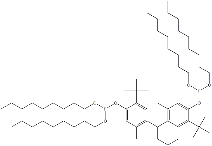 [Butylidenebis(2-tert-butyl-5-methyl-4,1-phenyleneoxy)]bis(phosphonous acid)tetranonyl ester Struktur