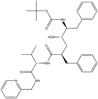 (2S)-2-[[(2R,4S,5S)-5-(tert-Butoxycarbonylamino)-2-benzyl-4-hydroxy-6-phenylhexanoyl]amino]-N-[(2-pyridinyl)methyl]-3-methylbutyramide Struktur