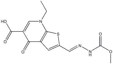 2-[(Methoxycarbonylamino)iminomethyl]-4,7-dihydro-7-ethyl-4-oxothieno[2,3-b]pyridine-5-carboxylic acid Struktur