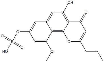 Sulfuric acid hydrogen 5-hydroxy-10-methoxy-2-propyl-4-oxo-4H-naphtho[1,2-b]pyran-8-yl ester Struktur