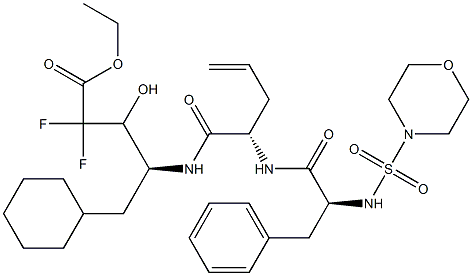 (4S)-4-[(S)-2-(N-Morpholinosulfonyl-L-phenylalanylamino)-4-pentenoylamino]-5-cyclohexyl-2,2-difluoro-3-hydroxyvaleric acid ethyl ester Struktur