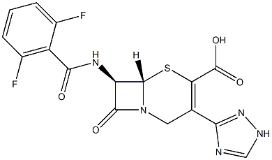 (7R)-7-[(2,6-Difluorobenzoyl)amino]-3-(1H-1,2,4-triazol-3-yl)cepham-3-ene-4-carboxylic acid Struktur