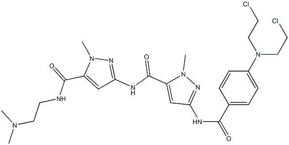 N-[2-(Dimethylamino)ethyl]-1-methyl-3-[[1-methyl-3-[[4-[bis(2-chloroethyl)amino]phenyl]carbonylamino]-1H-pyrazol-5-yl]carbonylamino]-1H-pyrazole-5-carboxamide Struktur