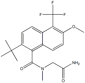 2-[N-[[2-tert-Butyl-6-methoxy-5-trifluoromethyl-1-naphthalenyl]carbonyl]-N-methylamino]acetamide Struktur