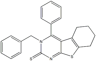 5,6,7,8-Tetrahydro-3-benzyl-4-phenyl[1]benzothieno[2,3-d]pyrimidine-2(3H)-thione Struktur