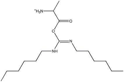 1-[(Hexylamino)(hexylimino)methoxycarbonyl]ethanaminium Struktur