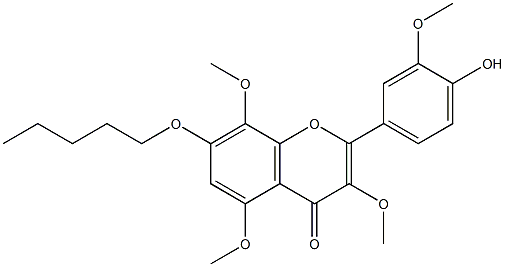 3,3',5,8-Tetramethoxy-4'-hydroxy-7-(pentyloxy)flavone Struktur