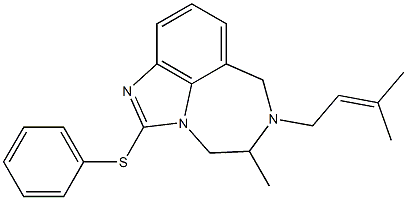 4,5,6,7-Tetrahydro-2-phenylthio-5-methyl-6-(3-methyl-2-butenyl)imidazo[4,5,1-jk][1,4]benzodiazepine Struktur