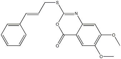 2-Cinnamylthio-6-methoxy-7-methoxy-4H-3,1-benzoxazin-4-one Struktur