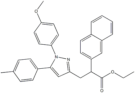 2-(2-Naphtyl)-3-[[1-(4-methoxyphenyl)-5-(4-methylphenyl)-1H-pyrazol]-3-yl]propanoic acid ethyl ester Struktur