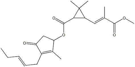 3-(3-Methoxy-2-methyl-3-oxo-1-propen-1-yl)-2,2-dimethylcyclopropanecarboxylic acid 2-methyl-4-oxo-3-(2-pentenyl)-2-cyclopenten-1-yl ester Struktur