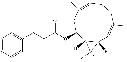 3-Phenylpropenoic acid (1R,2S,4E,8E,10S)-4,8,11,11-tetramethylbicyclo[8.1.0]undeca-4,8-dien-2-yl ester Struktur