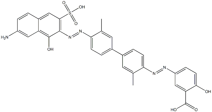 5-[[4'-[(7-Amino-1-hydroxy-3-sulfo-2-naphthalenyl)azo]-3,3'-dimethyl-1,1'-biphenyl-4-yl]azo]-2-hydroxybenzoic acid Struktur