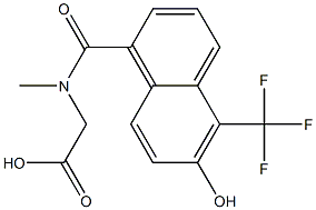 N-[[6-Hydroxy-5-(trifluoromethyl)naphthalen-1-yl]carbonyl]-N-methylglycine Struktur