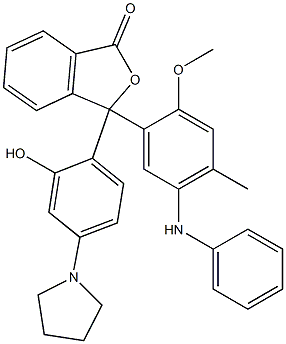 3-[5-(Phenylamino)-4-methyl-2-methoxyphenyl]-3-[2-hydroxy-4-(1-pyrrolidinyl)phenyl]isobenzofuran-1(3H)-one Struktur