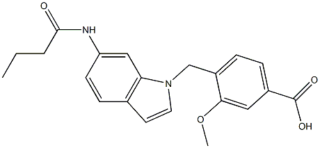 4-[6-(Butyrylamino)-1H-indol-1-ylmethyl]-3-methoxybenzoic acid Struktur