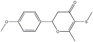 2-(p-Methoxyphenyl)-6-methyl-5-methylthio-2,3-dihydro-4H-pyran-4-one Struktur