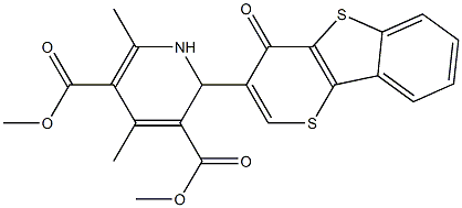 4,6-Dimethyl-2-[4-oxo-4H-thiopyrano[3,2-b][1]benzothiophen-3-yl]-1,2-dihydropyridine-3,5-dicarboxylic acid dimethyl ester Struktur