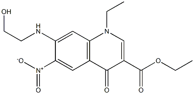 1-Ethyl-1,4-dihydro-4-oxo-6-nitro-7-[(2-hydroxyethyl)amino]quinoline-3-carboxylic acid ethyl ester Struktur