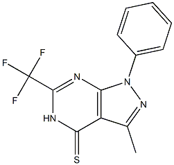 1-Phenyl-3-methyl-6-(trifluoromethyl)-1H-pyrazolo[3,4-d]pyrimidine-4(5H)-thione Struktur