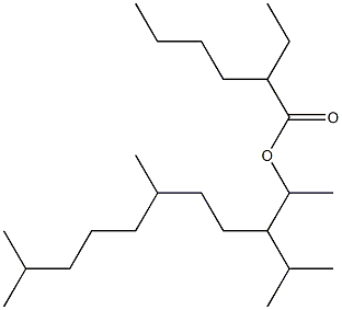 2-Ethylhexanoic acid 2-isopropyl-1,5,9-trimethyldecyl ester Struktur