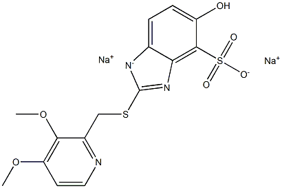 sodium 2-(((3,4-dimethoxypyridin-2-yl)methyl)thio)-5- hydroxy-4-sulfonatobenzo[d]imidazol-1-ide Struktur