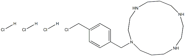 1-(4-(chloromethyl)benzyl)-1,4,8,11-tetraazacyclotetradecane trihydrochloride Struktur