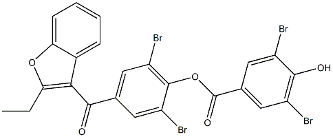 2,6-Dibromo-4-(2-ethylbenzofuran-3-carbonyl)phenyl 3,5-Dibromo-4-hydroxybenzoate Struktur