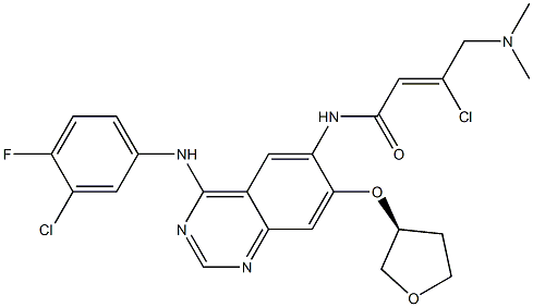 (S)-3-Chloro-N-(4-((3-chloro-4-fluorophenyl)amino)-7-((tetrahydrofuran-3-yl)oxy)quinazolin-6-yl)-4-(dimethylamino)but-2-enamide Struktur