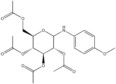 N-(4-methoxyphenyl)-2,3,4,6-tetra-O-acetyl-glucopyranosylamine Struktur