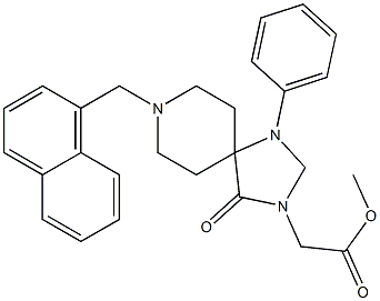 (8-naphthalen-1-ylmethyl-4-oxo-1-phenyl-1,3,8-triaza-spiro(4.5)-dec-3-yl)acetic acid methyl ester Struktur